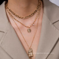 Shangjie OEM gold plated pendant chains necklace vintage necklace multilayer rose gold necklaces